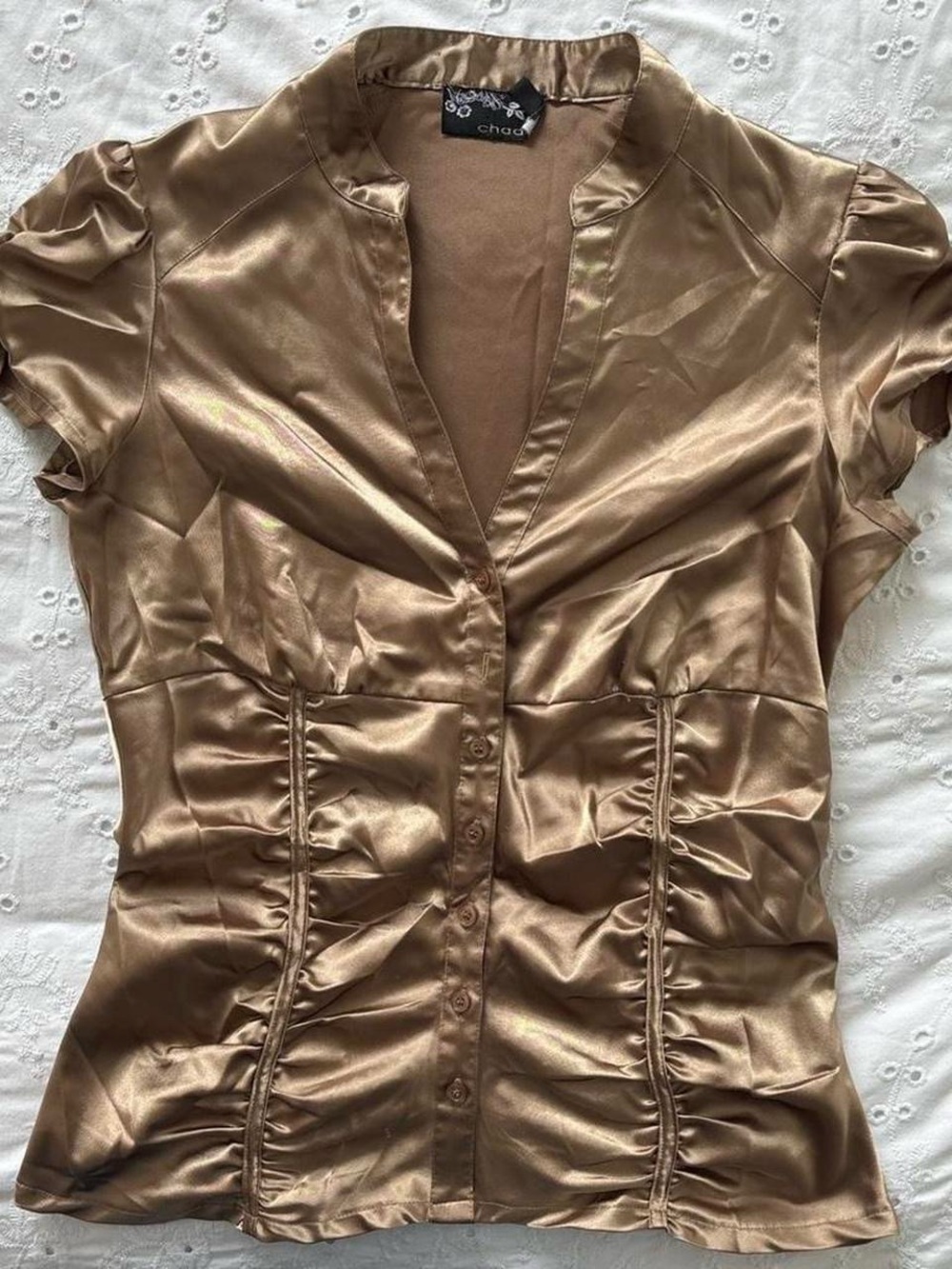Vintage Y2K Office Siren gold button down✨